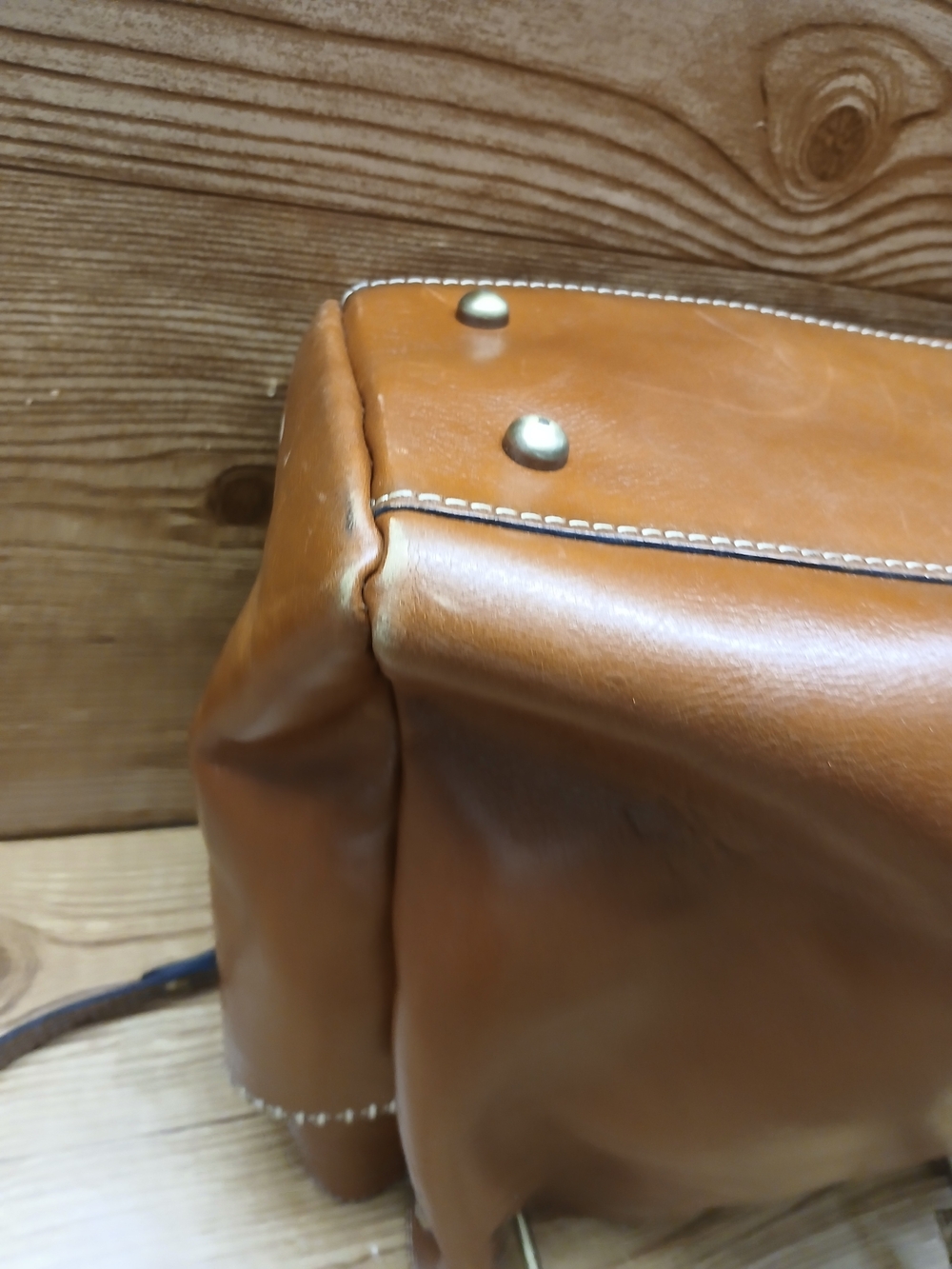 Patricia Nash Cognac Brown Leather Shoulder Tote with Top Handles - Picture 10 of 16